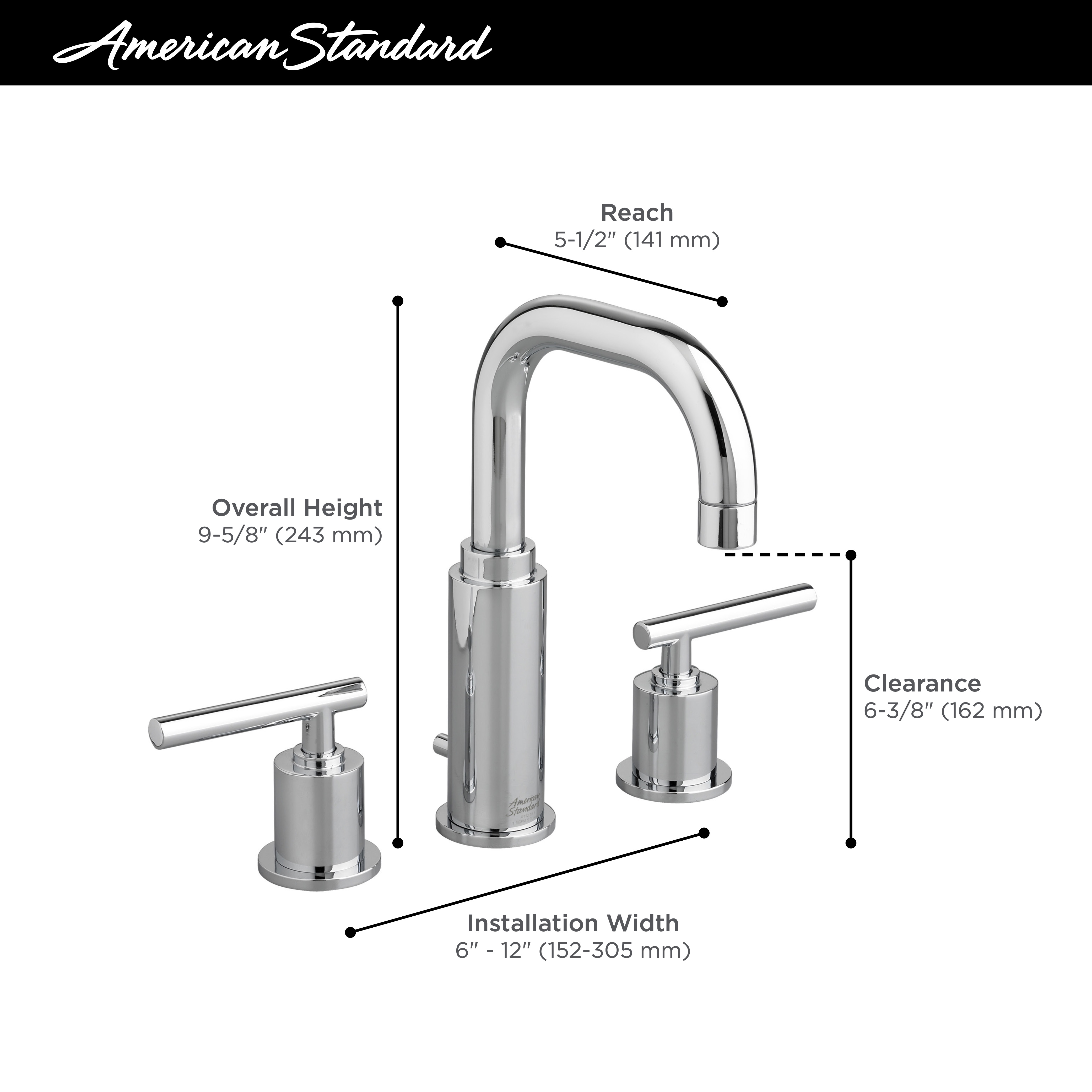 Serin® 2-Handle 8-Inch Widespread Bathroom Faucet 1.2 gpm 4.5 L/min With Lever Handles